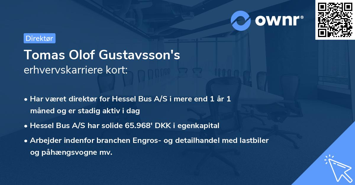 Tomas Olof Gustavsson's erhvervskarriere kort