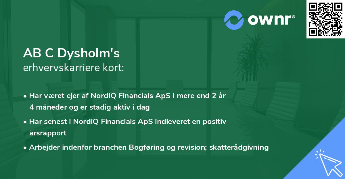AB C Dysholm's erhvervskarriere kort