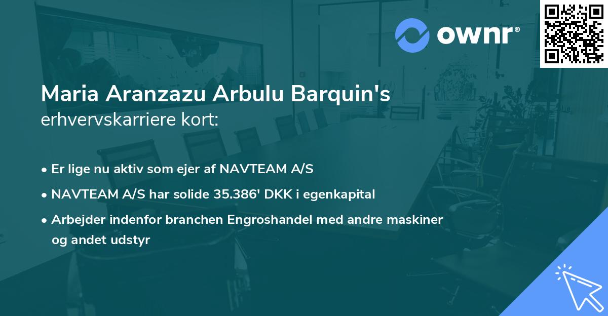 Maria Aranzazu Arbulu Barquin's erhvervskarriere kort