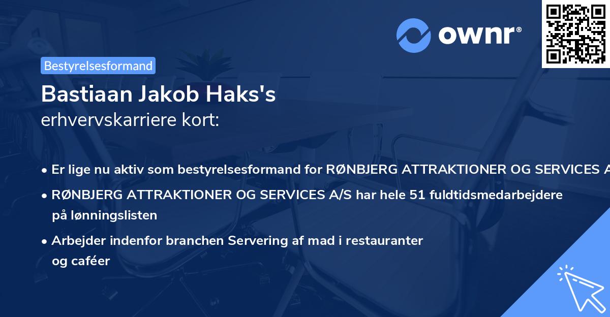 Bastiaan Jakob Haks's erhvervskarriere kort