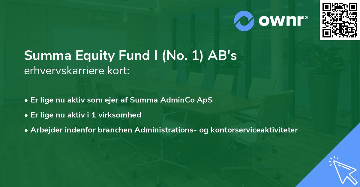 Summa Equity Fund I (No. 1) AB's erhvervskarriere kort