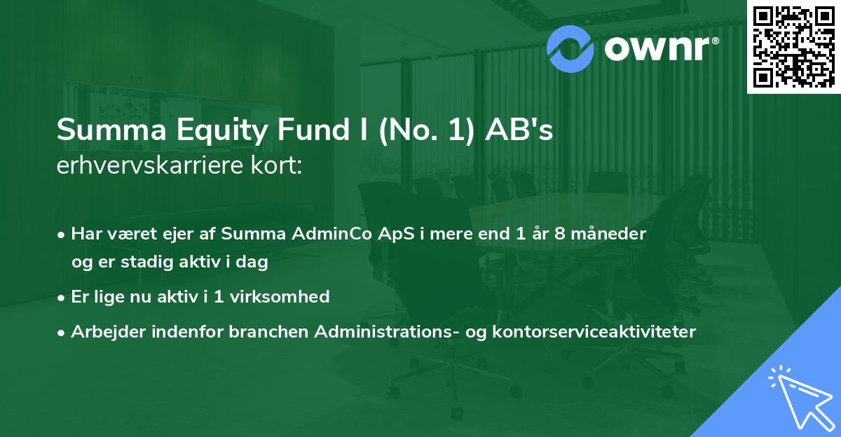 Summa Equity Fund I (No. 1) AB's erhvervskarriere kort