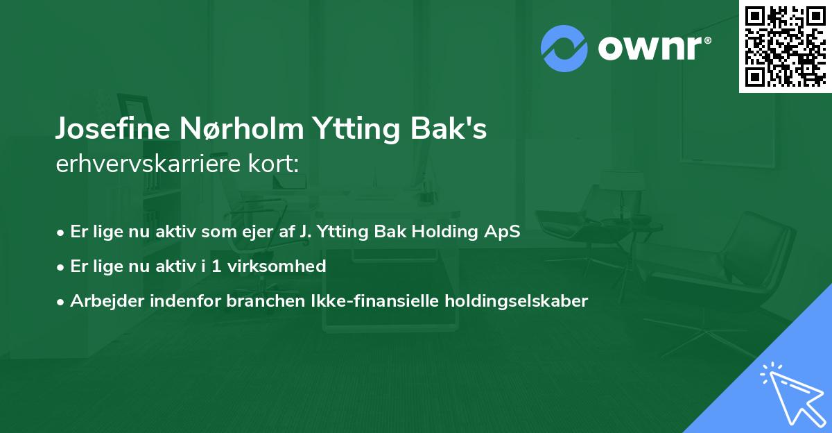 Josefine Nørholm Ytting Bak's erhvervskarriere kort