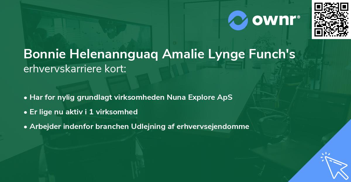Bonnie Helenannguaq Amalie Lynge Funch's erhvervskarriere kort
