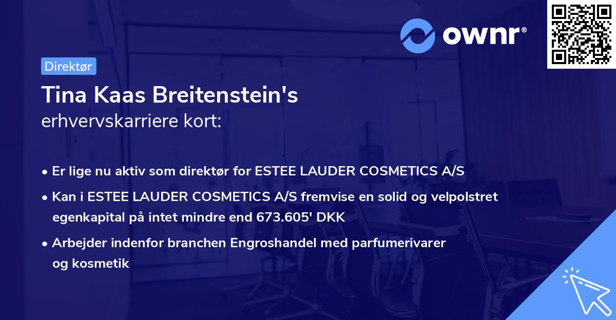 Tina Kaas Breitenstein's erhvervskarriere kort