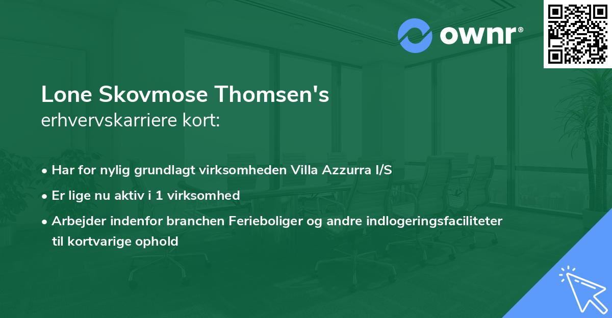 Lone Skovmose Thomsen's erhvervskarriere kort