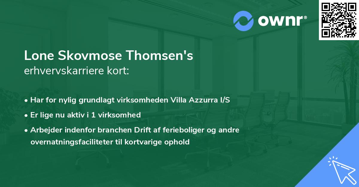 Lone Skovmose Thomsen's erhvervskarriere kort