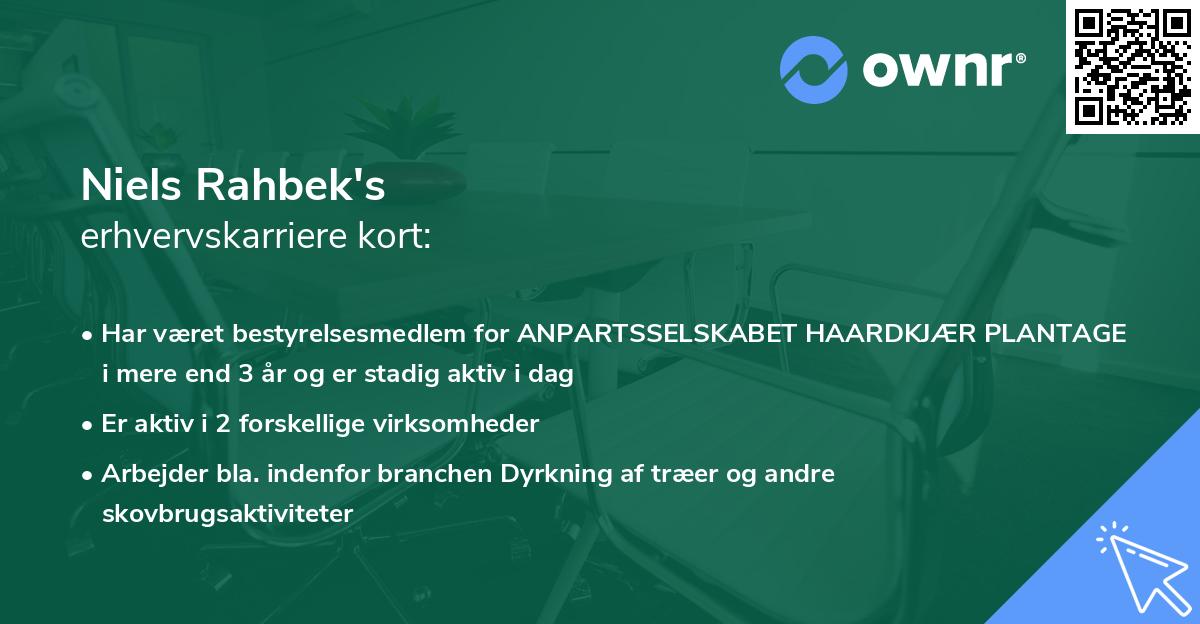 Niels Rahbek's erhvervskarriere kort