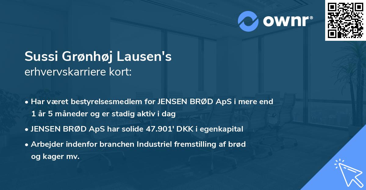 Sussi Grønhøj Lausen's erhvervskarriere kort