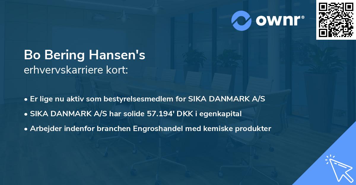 Bo Bering Hansen's erhvervskarriere kort