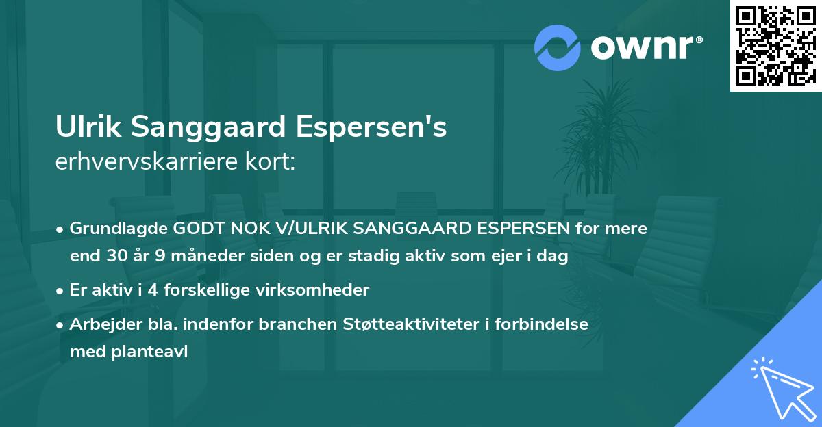 Ulrik Sanggaard Espersen's erhvervskarriere kort