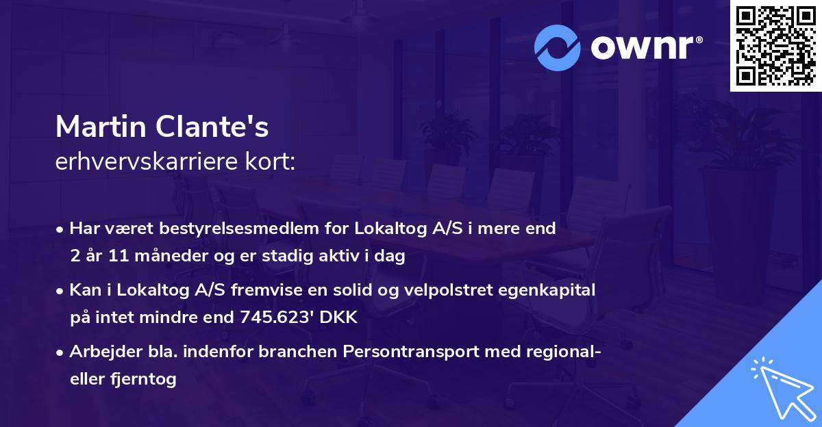 Martin Clante's erhvervskarriere kort