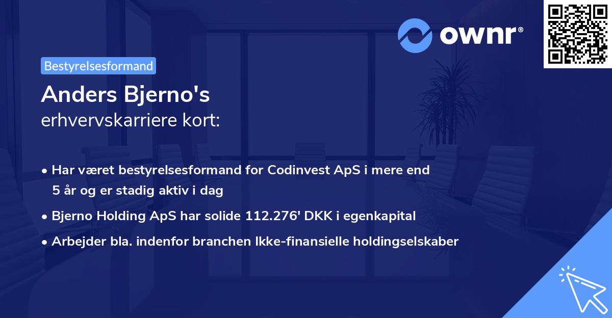 Anders Bjerno's erhvervskarriere kort