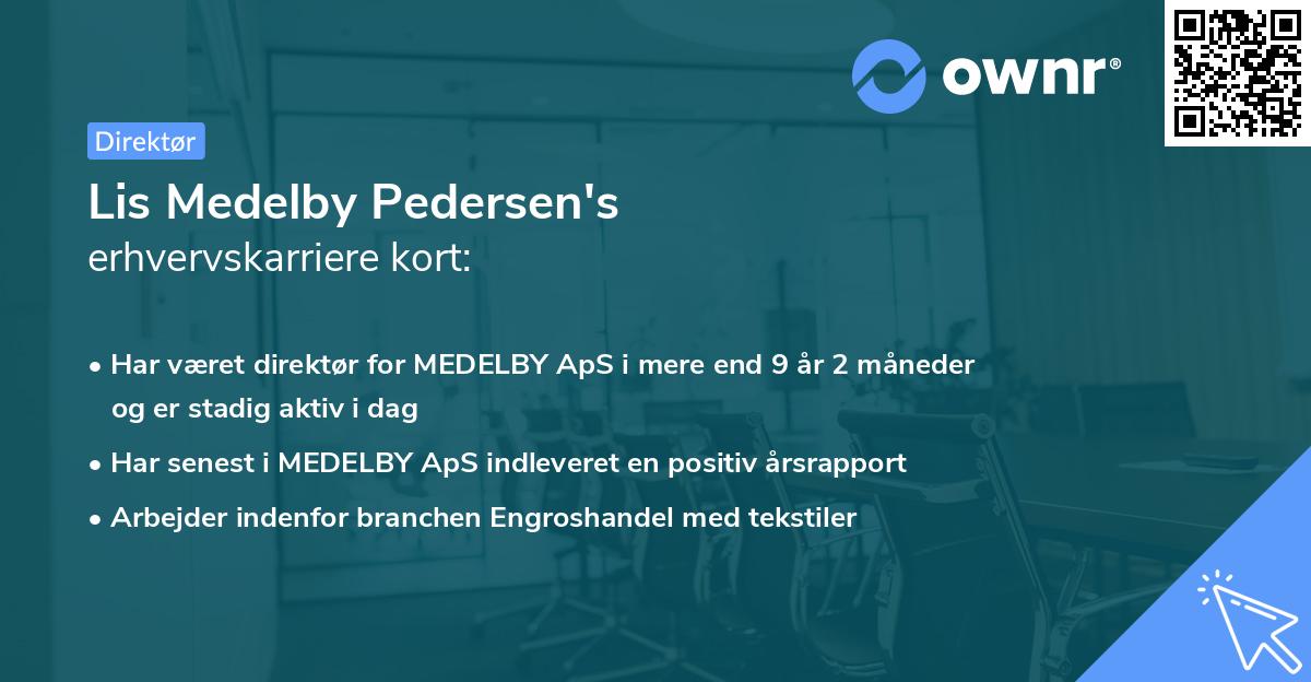 Lis Medelby Pedersen's erhvervskarriere kort