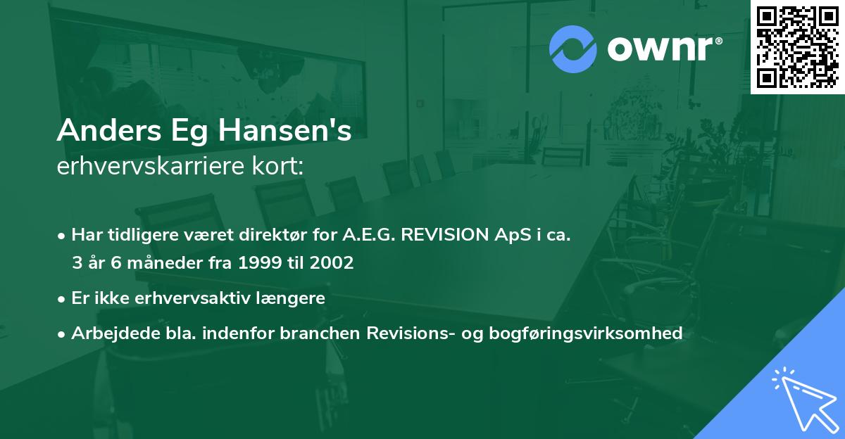 Anders Eg Hansen's erhvervskarriere kort