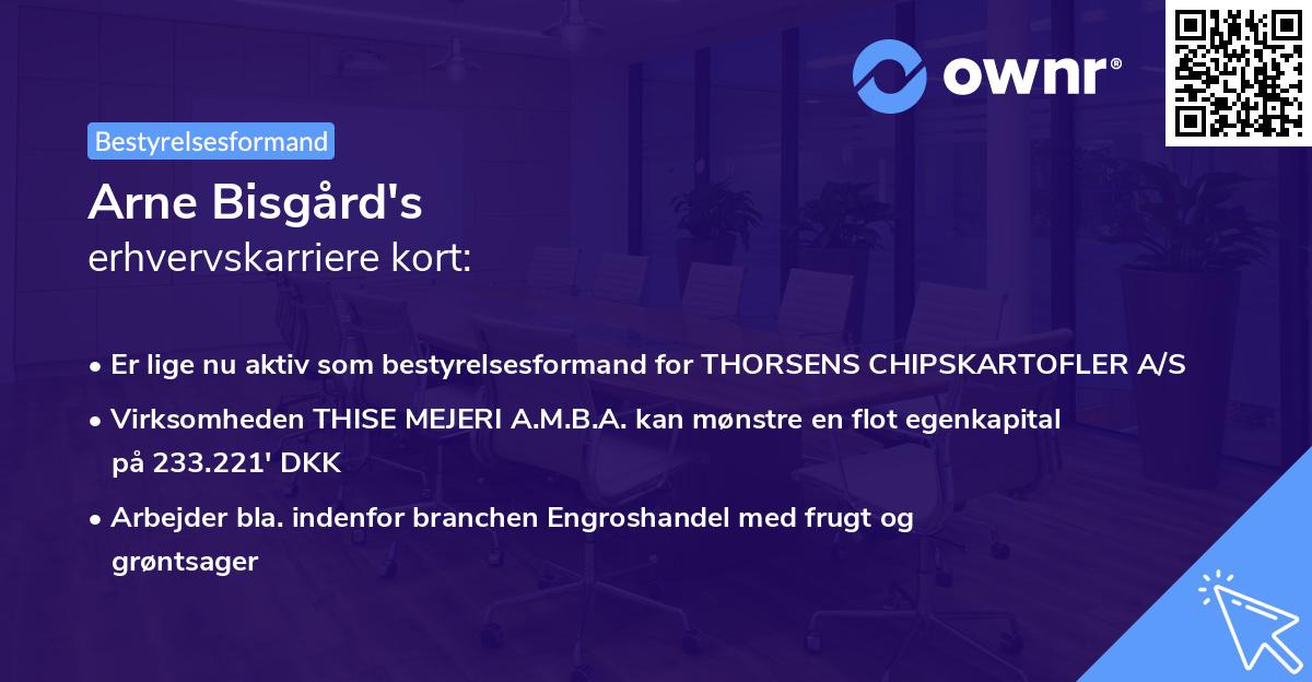 Arne Bisgård's erhvervskarriere kort