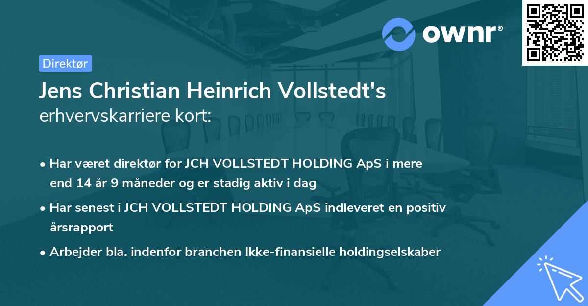 Jens Christian Heinrich Vollstedt's erhvervskarriere kort