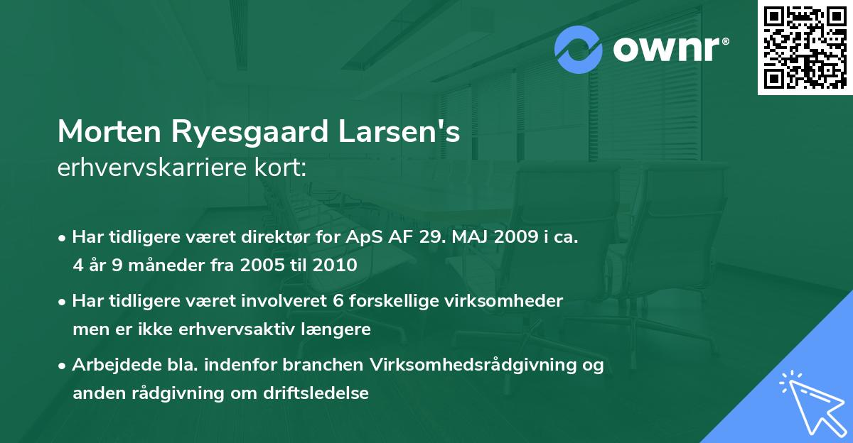 Morten Ryesgaard Larsen's erhvervskarriere kort