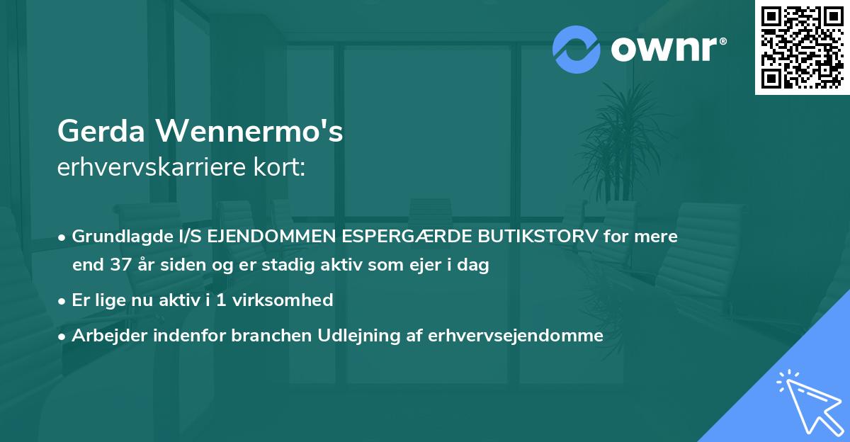 Gerda Wennermo's erhvervskarriere kort