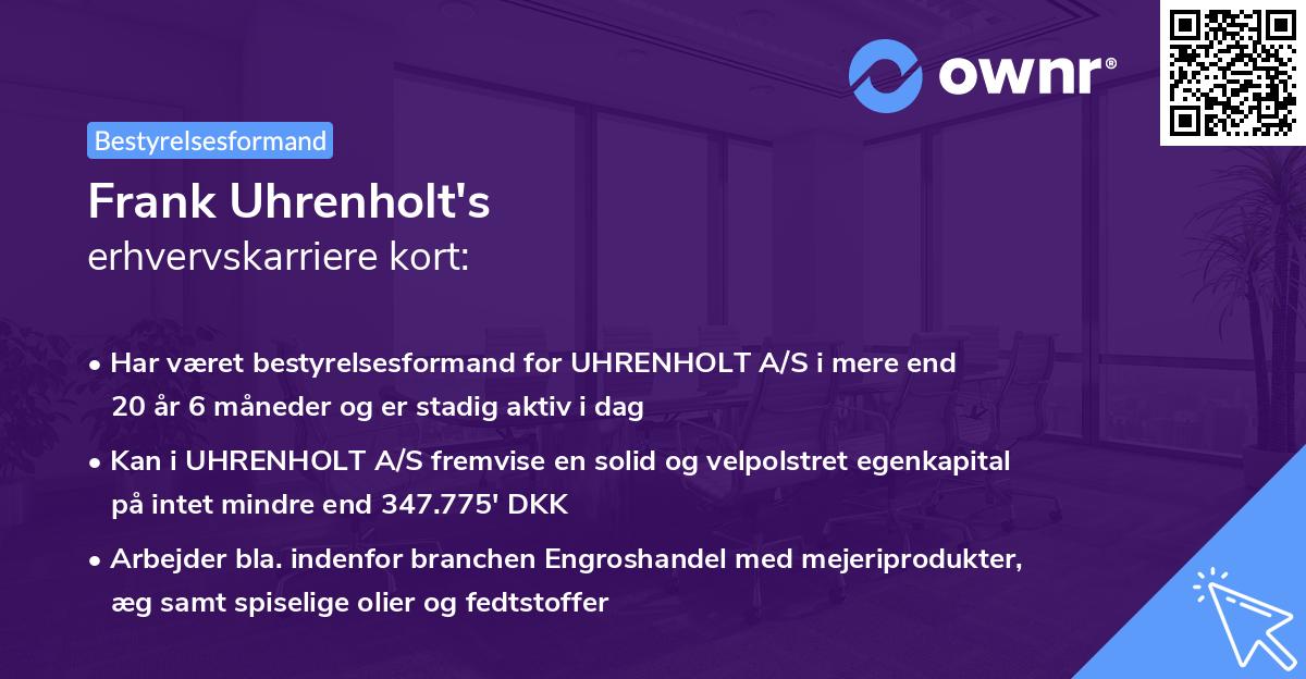 Frank Uhrenholt's erhvervskarriere kort