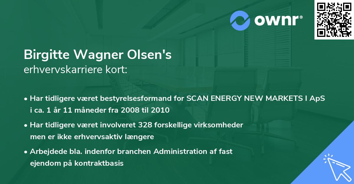 Birgitte Wagner Olsen's erhvervskarriere kort