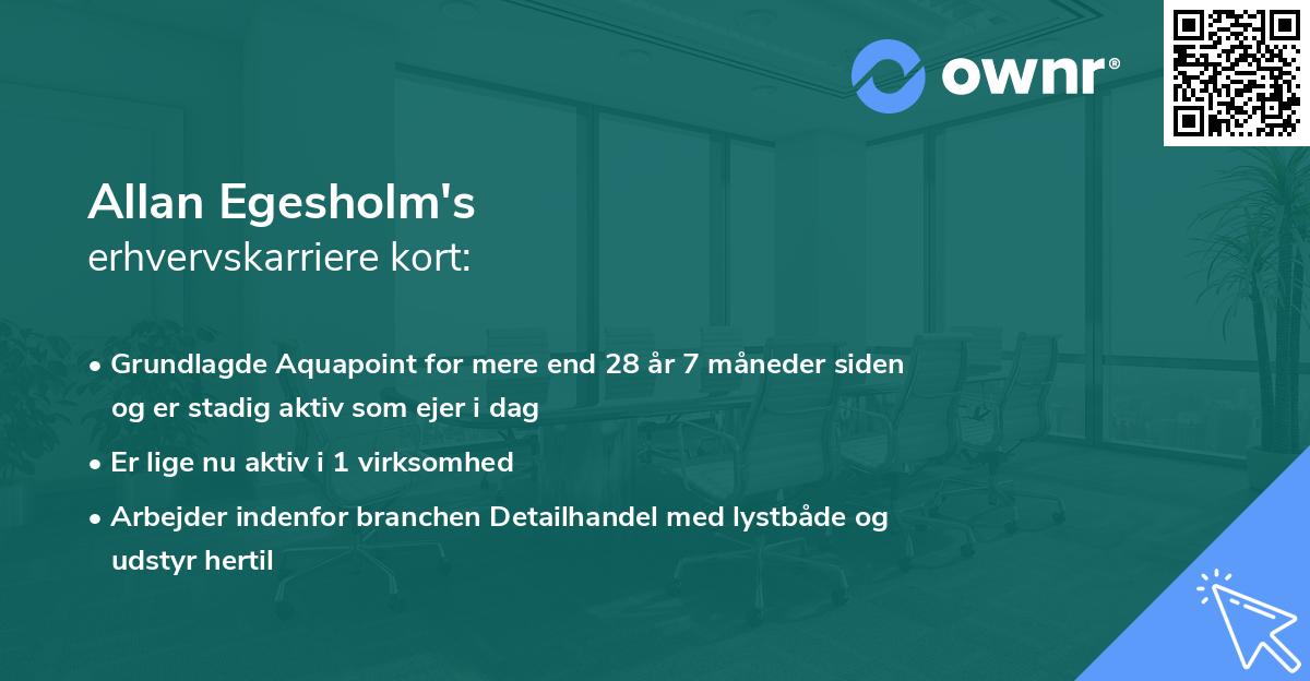 Allan Egesholm's erhvervskarriere kort