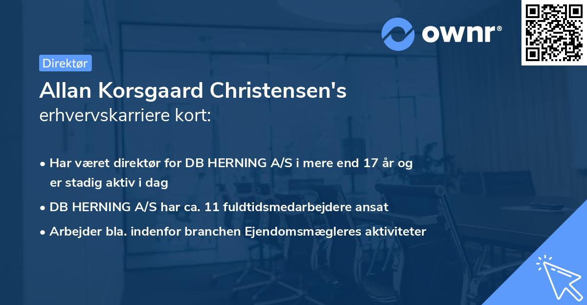 Allan Korsgaard Christensen's erhvervskarriere kort