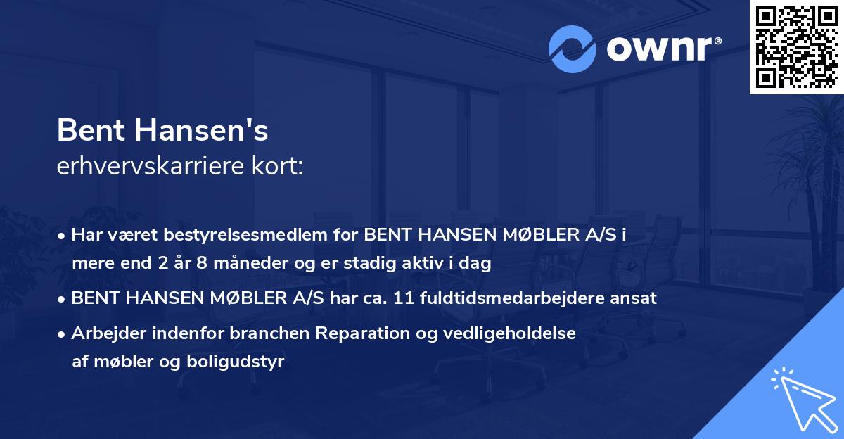 Bent Hansen's erhvervskarriere kort