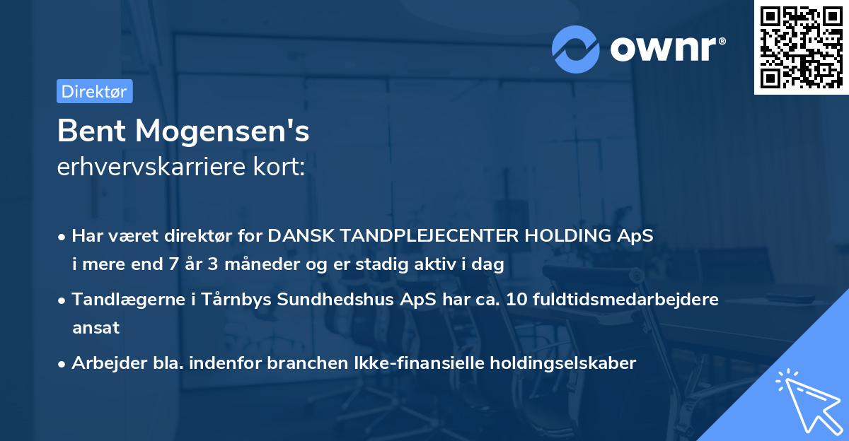 Bent Mogensen's erhvervskarriere kort