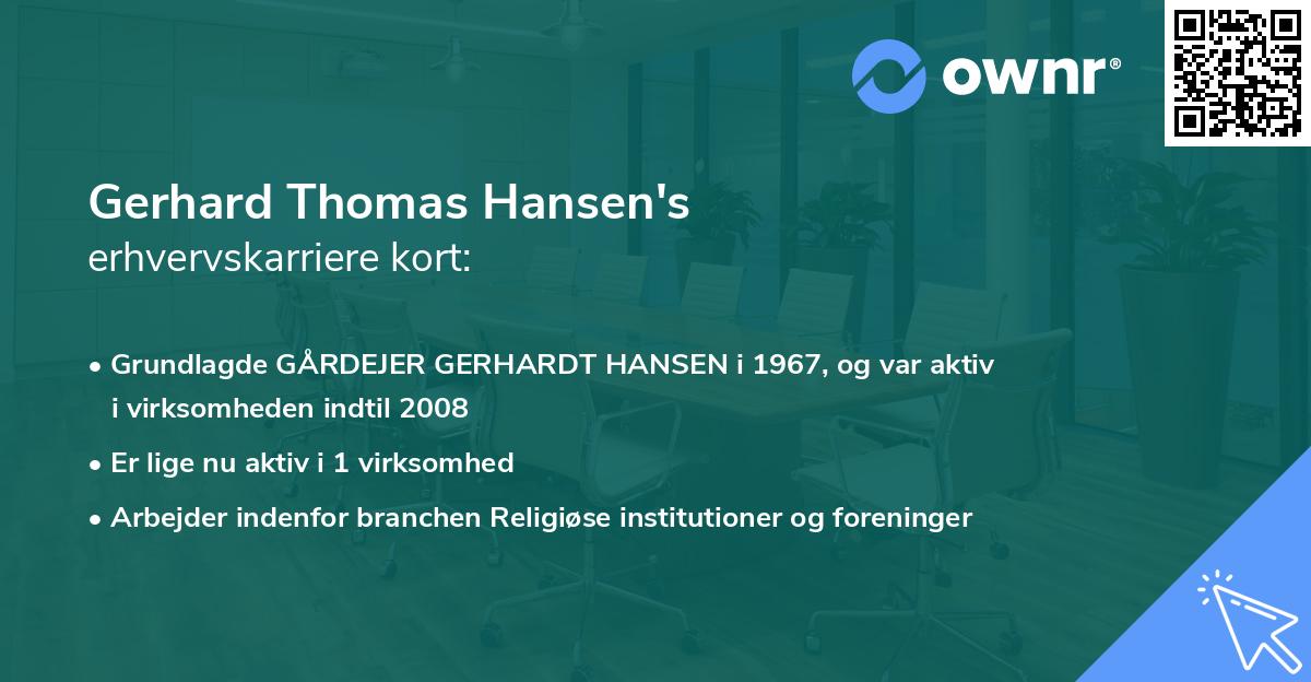 Gerhard Thomas Hansen's erhvervskarriere kort