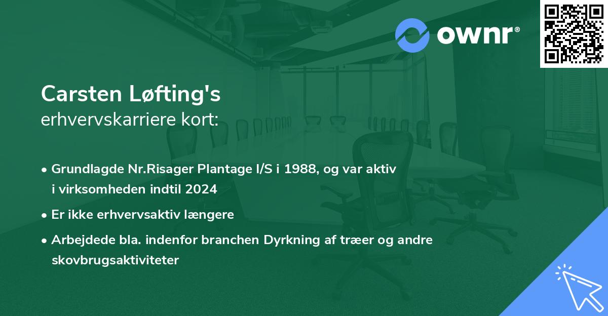Carsten Løfting's erhvervskarriere kort