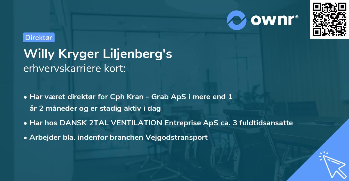 Willy Kryger Liljenberg's erhvervskarriere kort