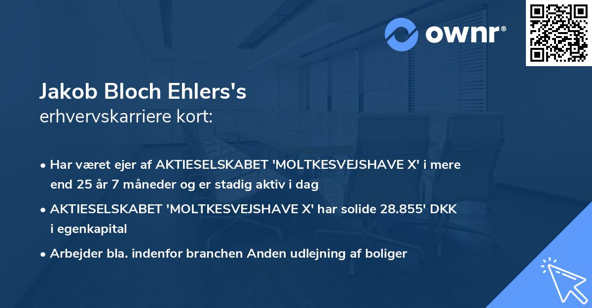 Jakob Bloch Ehlers's erhvervskarriere kort