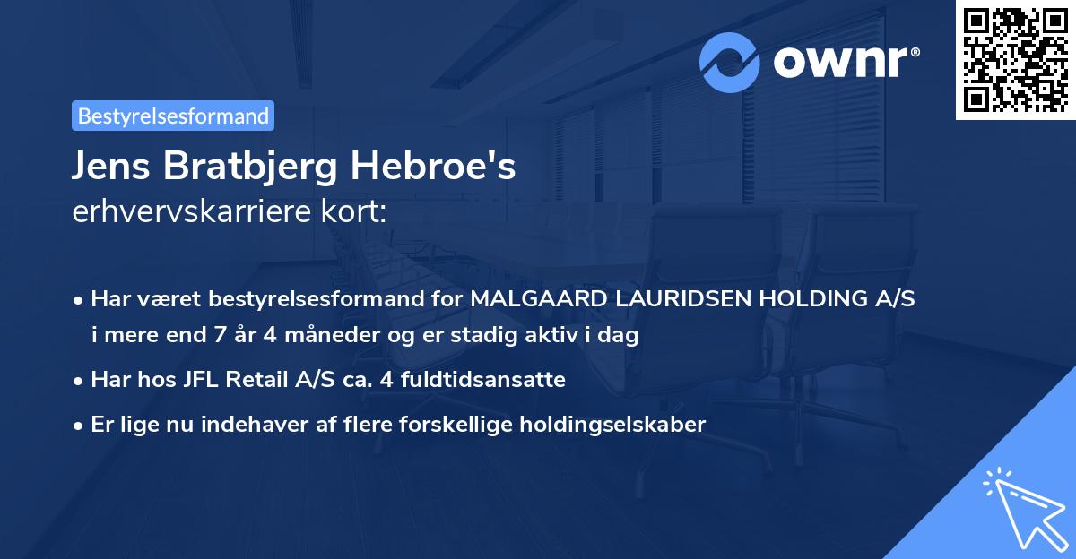 Jens Bratbjerg Hebroe's erhvervskarriere kort