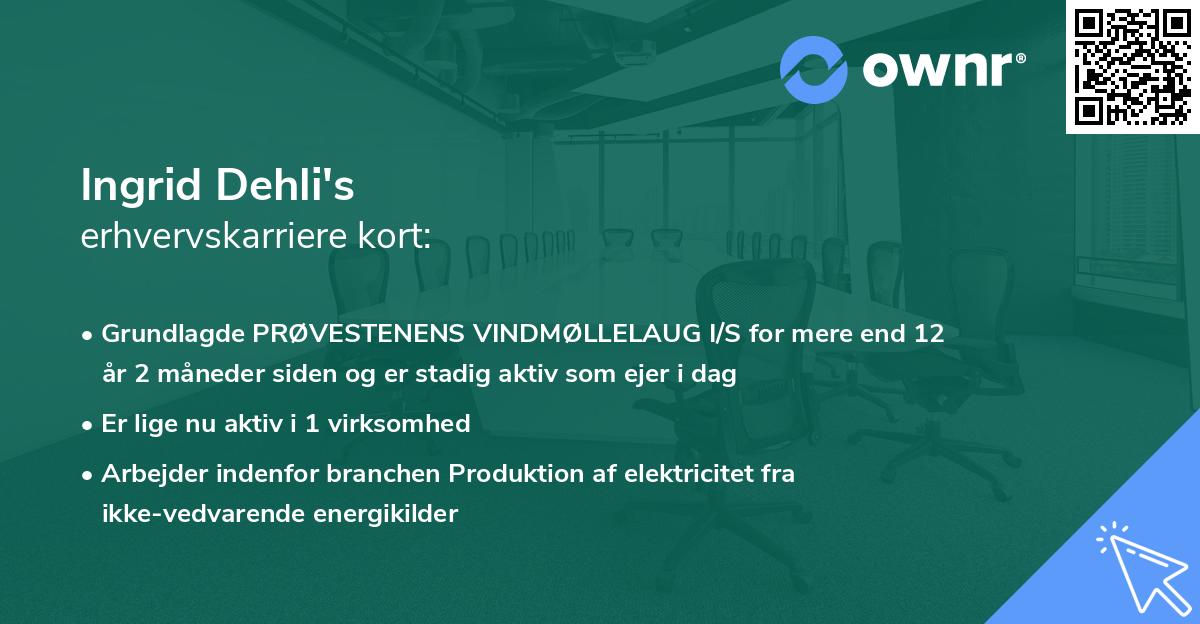 Ingrid Dehli's erhvervskarriere kort