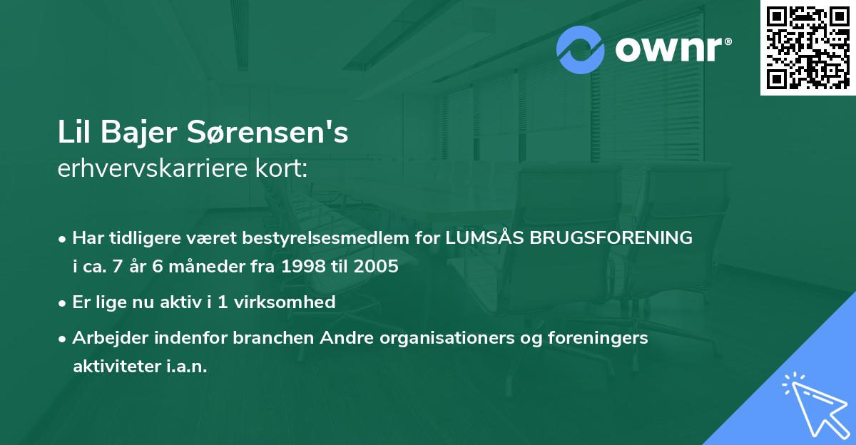 Lil Bajer Sørensen's erhvervskarriere kort