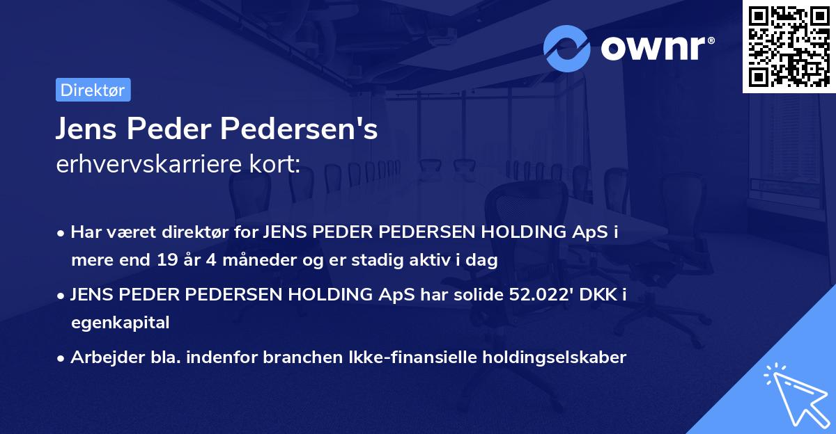 Jens Peder Pedersen's erhvervskarriere kort