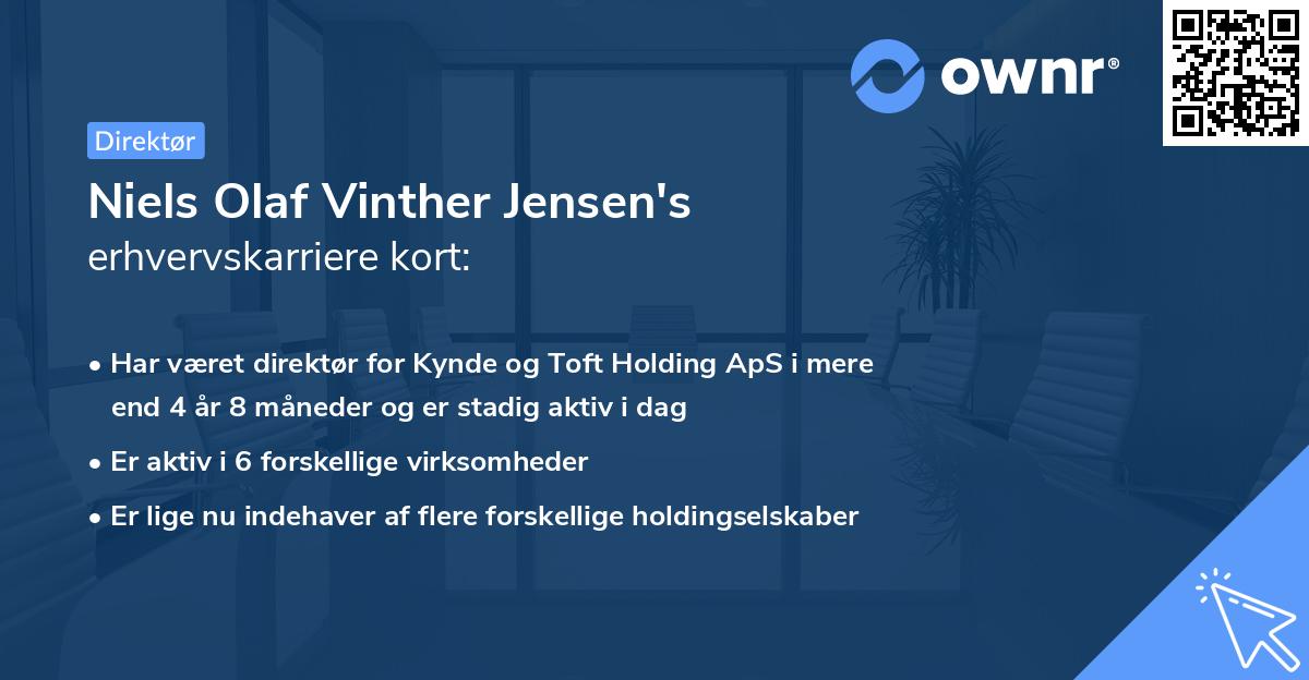 Niels Olaf Vinther Jensen's erhvervskarriere kort