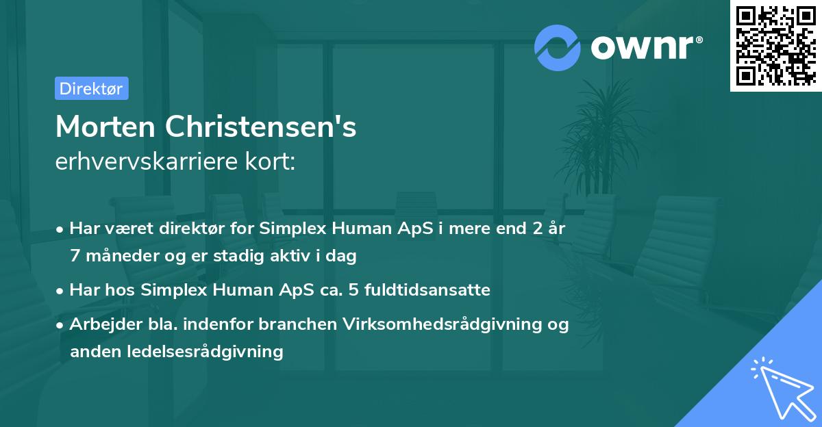 Morten Christensen's erhvervskarriere kort