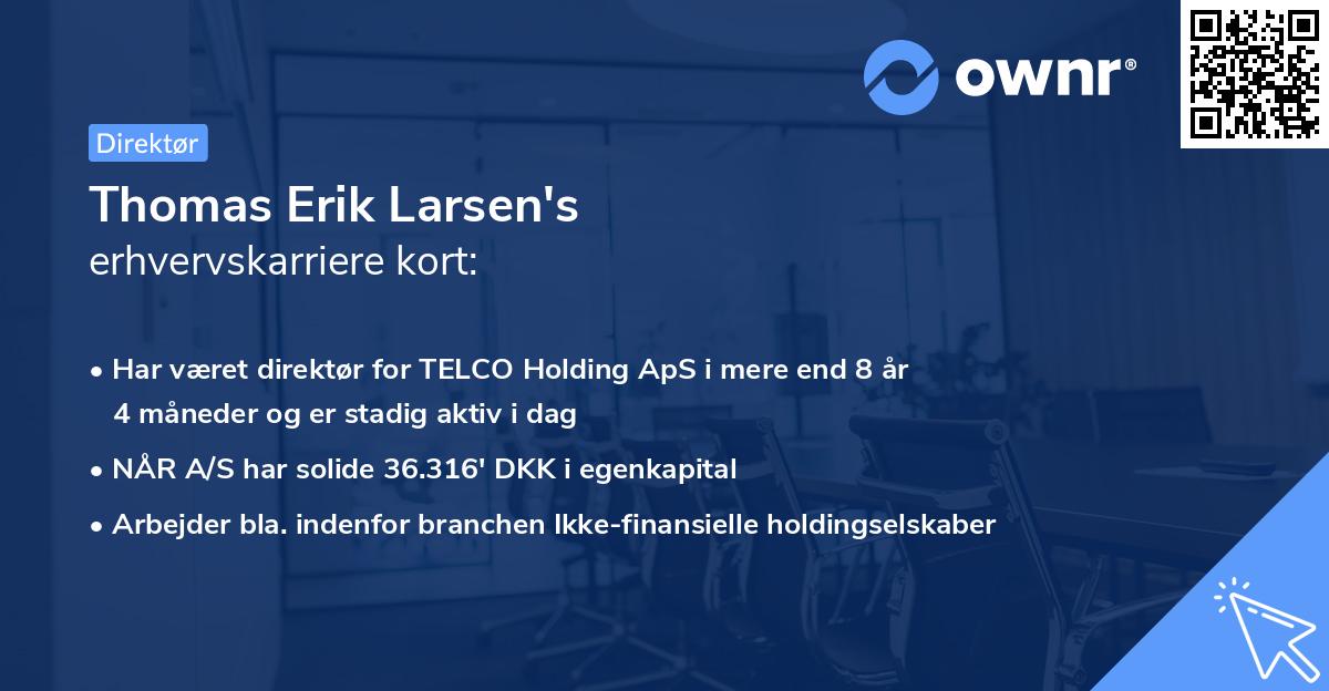 Thomas Erik Larsen's erhvervskarriere kort