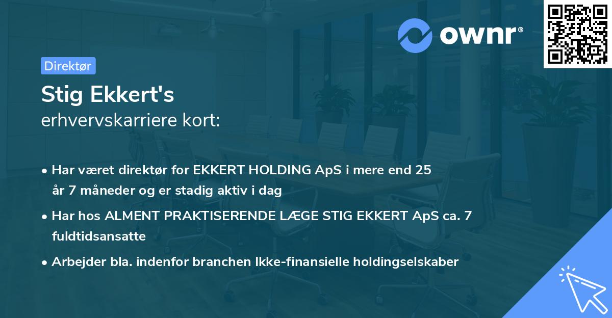Stig Ekkert's erhvervskarriere kort