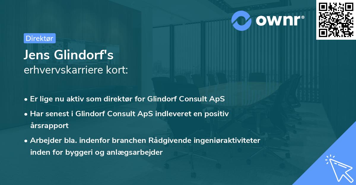 Jens Glindorf's erhvervskarriere kort