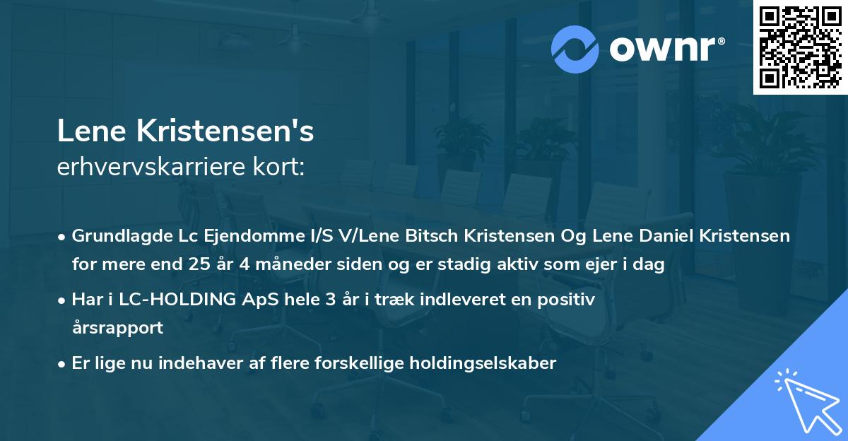 Lene Kristensen's erhvervskarriere kort