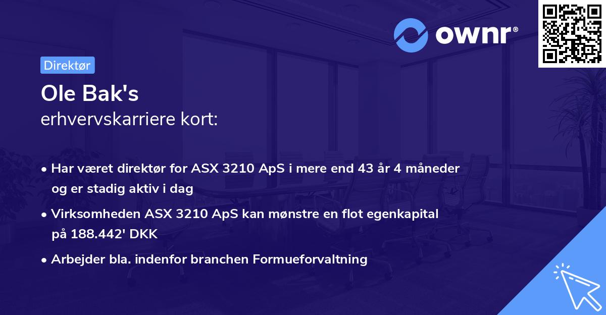 Ole Bak's erhvervskarriere kort