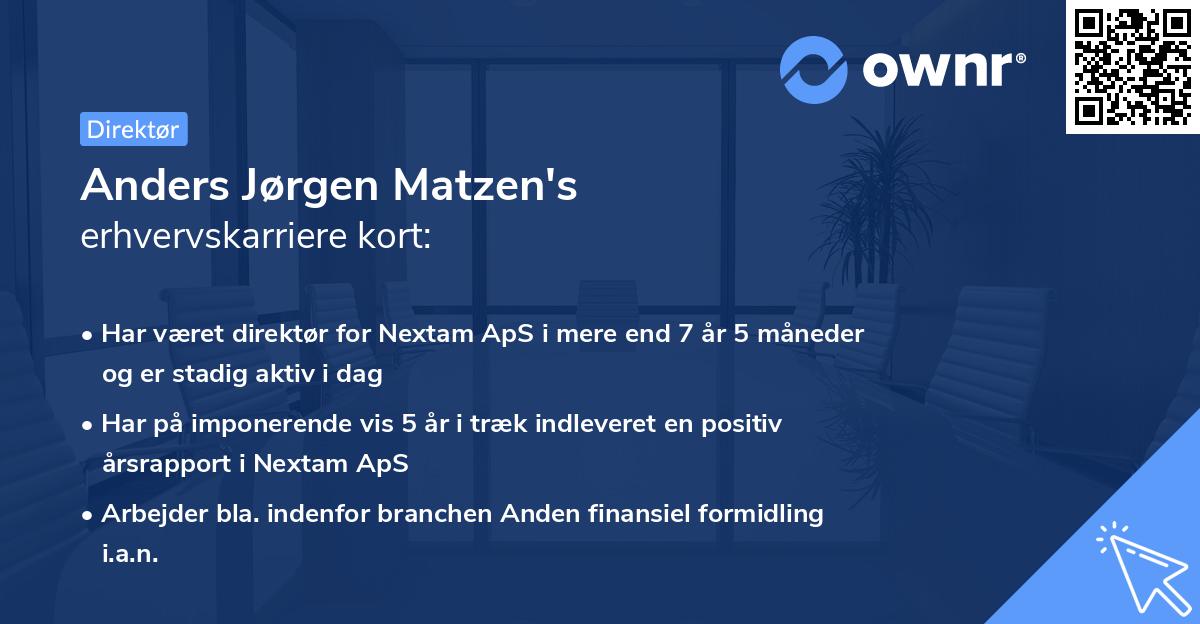 Anders Jørgen Matzen's erhvervskarriere kort