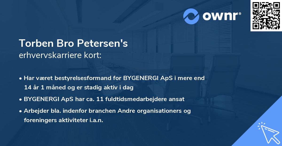 Torben Bro Petersen's erhvervskarriere kort