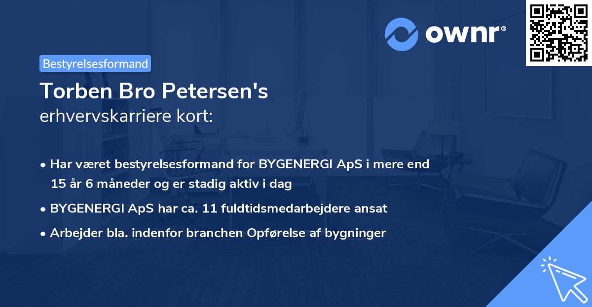Torben Bro Petersen's erhvervskarriere kort