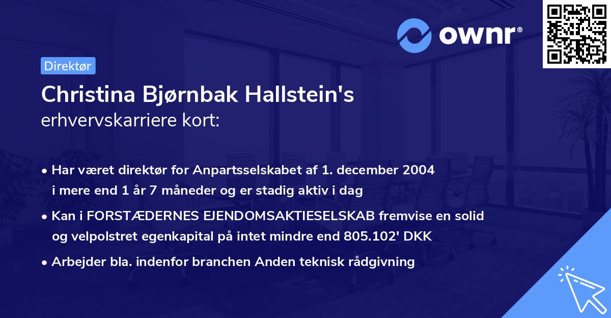 Christina Bjørnbak Hallstein's erhvervskarriere kort