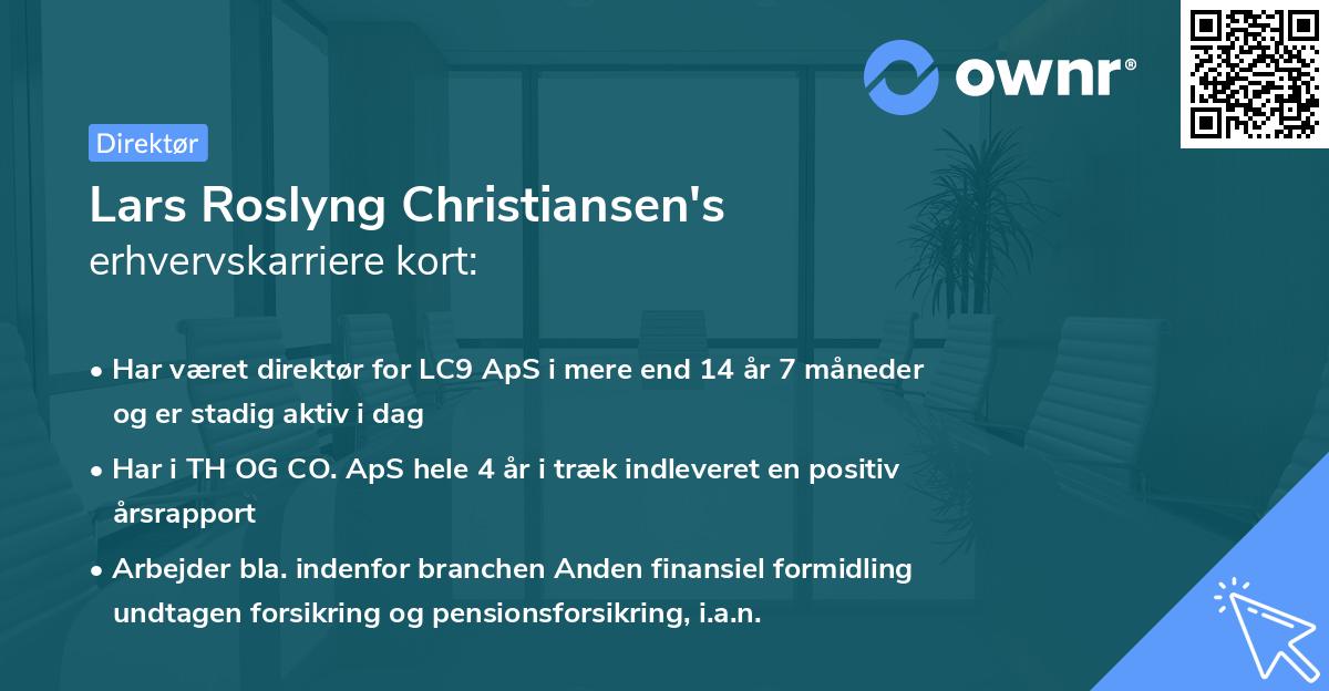 Lars Roslyng Christiansen's erhvervskarriere kort