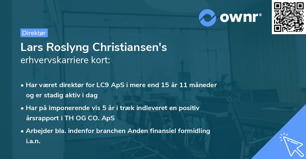Lars Roslyng Christiansen's erhvervskarriere kort
